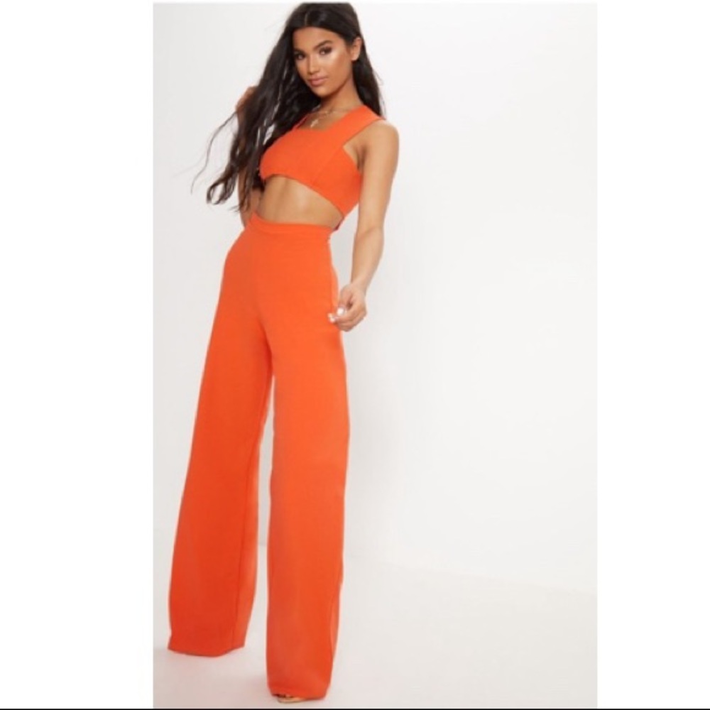 Orange Crepe Cut Out Jumpsuit